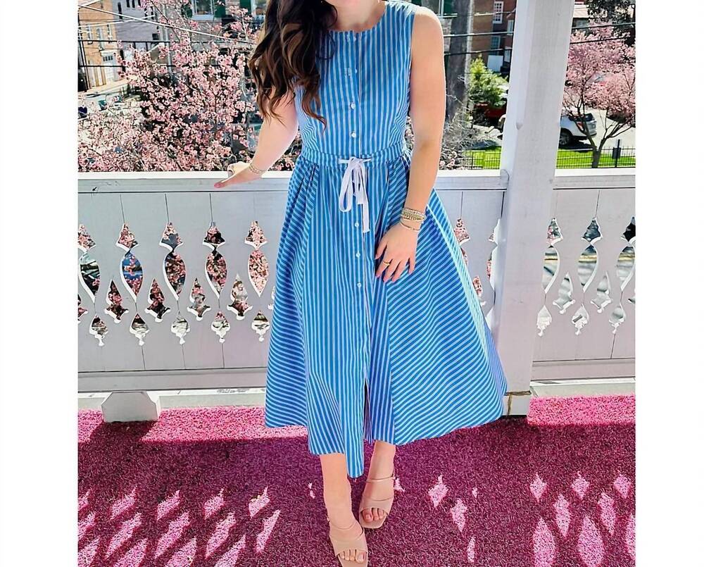 NEW DOLCE CABO poplin stripe dress in blue